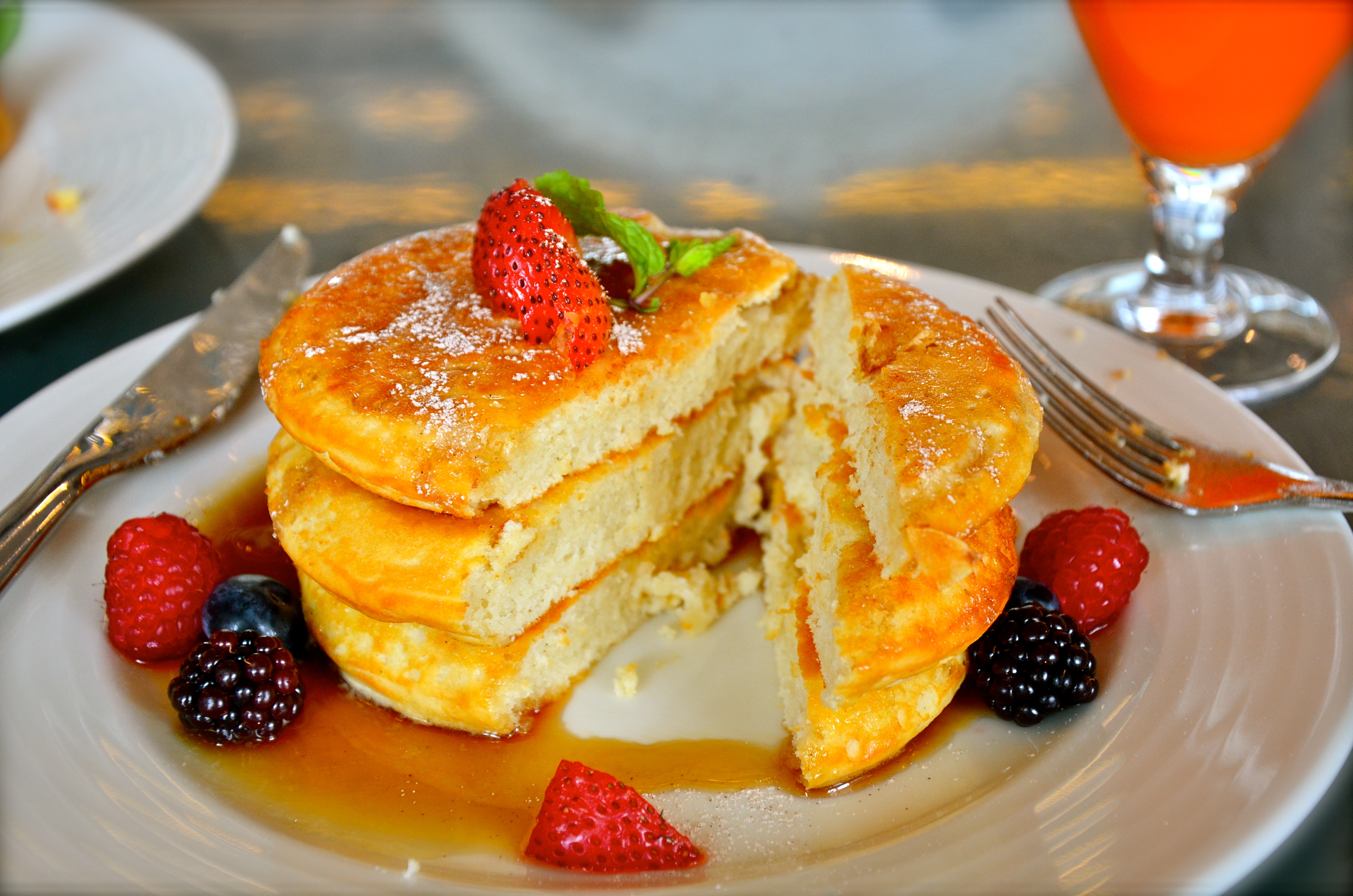 Pancakes – AED 65 – Maple syrup, mixed berries, clotted cream ...
